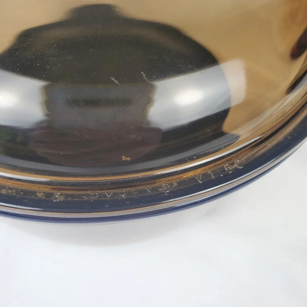 Vintage Corning Vision Ware 1.5 L Amber Glass Pot Sauce Pan With Lid Made In USA